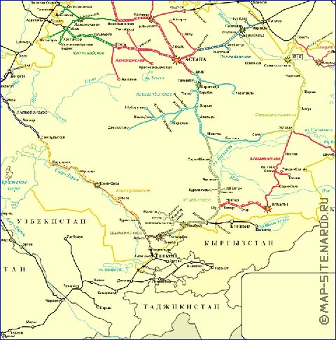 Transport carte de Kazakhstan