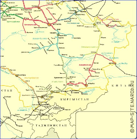 Transport carte de Kazakhstan