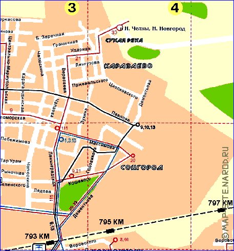 Transporte mapa de Kazan