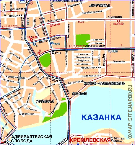 Transporte mapa de Kazan