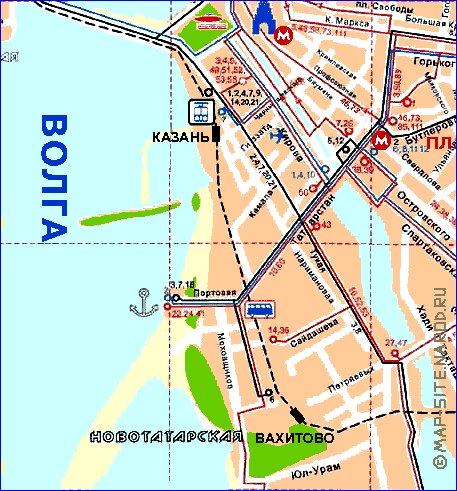 Transporte mapa de Kazan