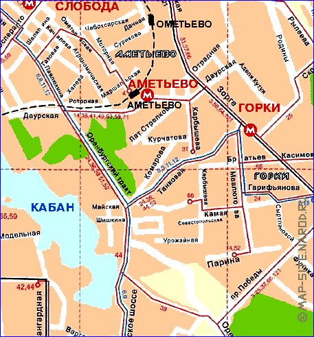 Transporte mapa de Kazan