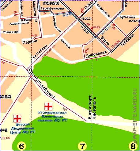 Transporte mapa de Kazan