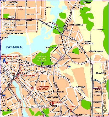 Transporte mapa de Kazan