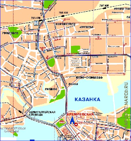 Transporte mapa de Kazan