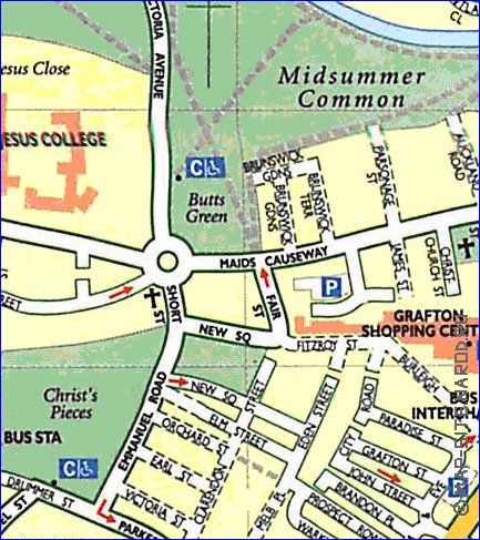 mapa de Cambridge em ingles