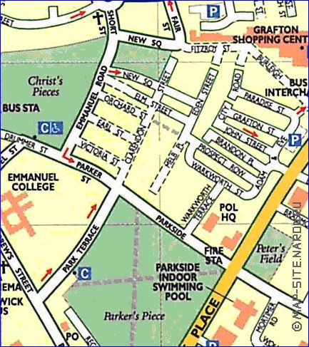 mapa de Cambridge em ingles