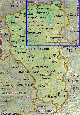 mapa de Oblast de Kemerovo