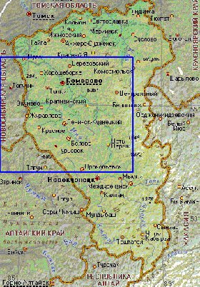carte de Oblast de Kemerovo