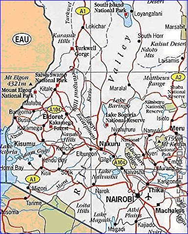 carte de Kenya en anglais