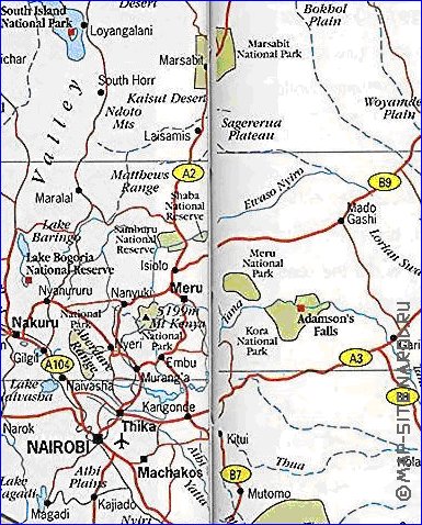 carte de Kenya en anglais