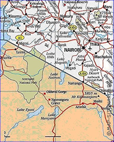 carte de Kenya en anglais