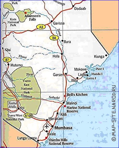 carte de Kenya en anglais