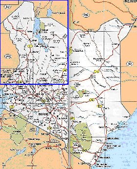 carte de Kenya en anglais