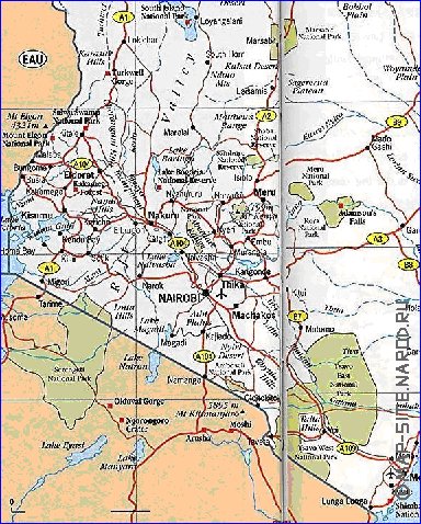 mapa de Quenia em ingles