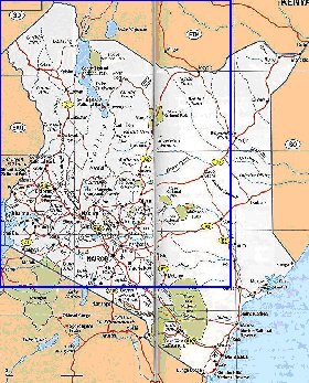 mapa de Quenia em ingles