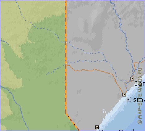 Fisica mapa de Quenia em ingles