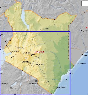 Fisica mapa de Quenia em ingles