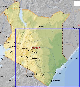 Fisica mapa de Quenia em ingles