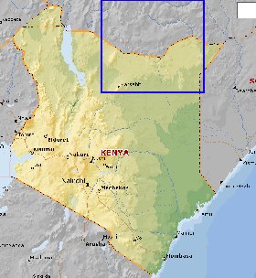 Fisica mapa de Quenia em ingles