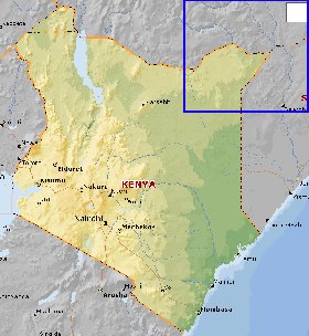 Fisica mapa de Quenia em ingles