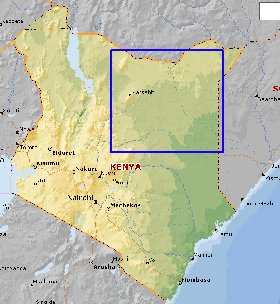 Fisica mapa de Quenia em ingles