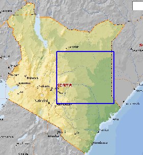 Fisica mapa de Quenia em ingles