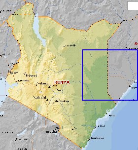 Fisica mapa de Quenia em ingles