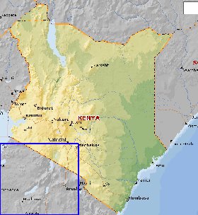 Fisica mapa de Quenia em ingles