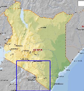 Fisica mapa de Quenia em ingles