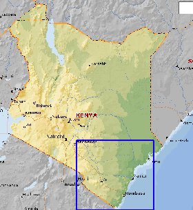 Fisica mapa de Quenia em ingles