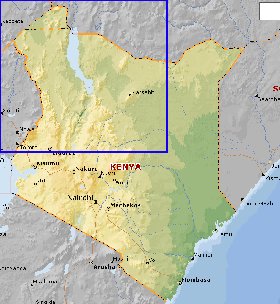 Fisica mapa de Quenia em ingles