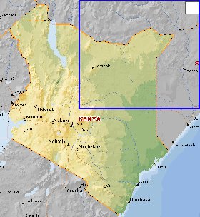 Fisica mapa de Quenia em ingles