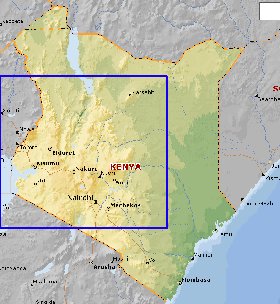 Fisica mapa de Quenia em ingles