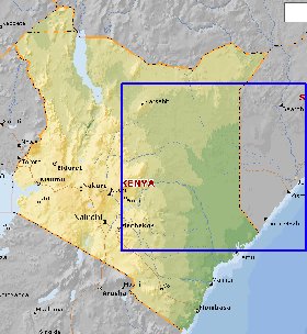 Fisica mapa de Quenia em ingles