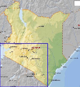 Fisica mapa de Quenia em ingles