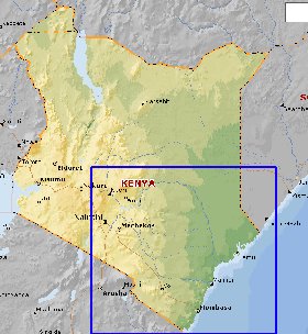 Fisica mapa de Quenia em ingles