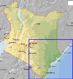 Fisica mapa de Quenia em ingles