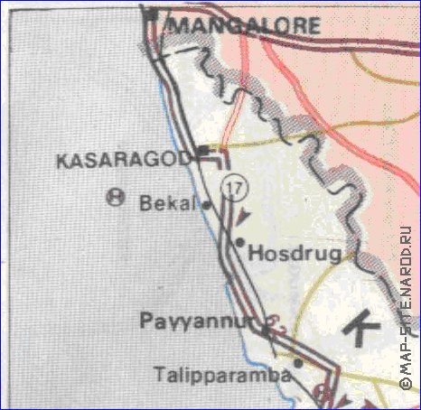 mapa de de estradas Kerala