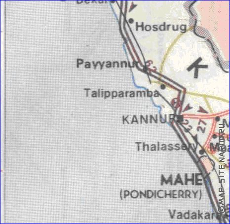 mapa de de estradas Kerala