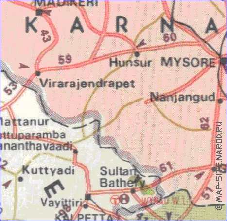 mapa de de estradas Kerala