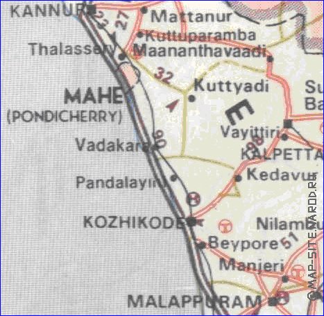 mapa de de estradas Kerala