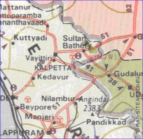 carte de des routes Kerala