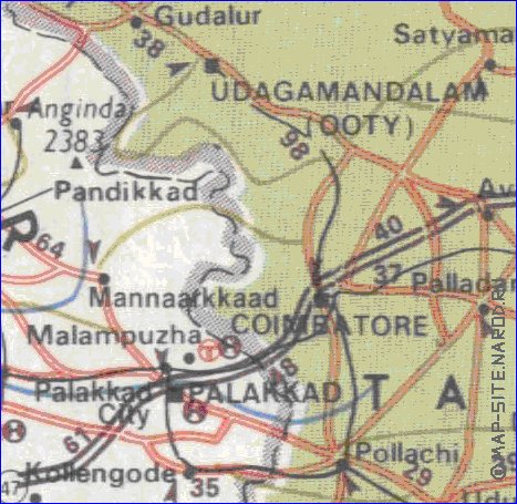 mapa de de estradas Kerala