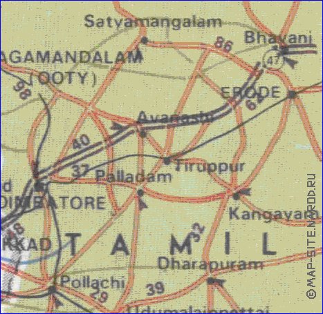 mapa de de estradas Kerala