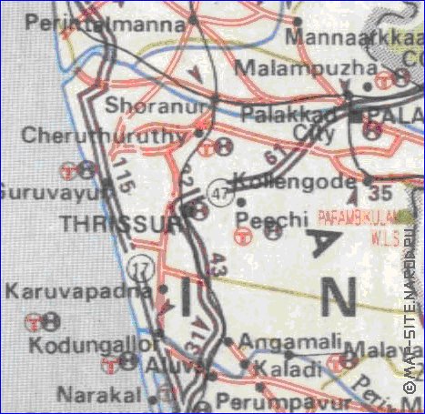 mapa de de estradas Kerala