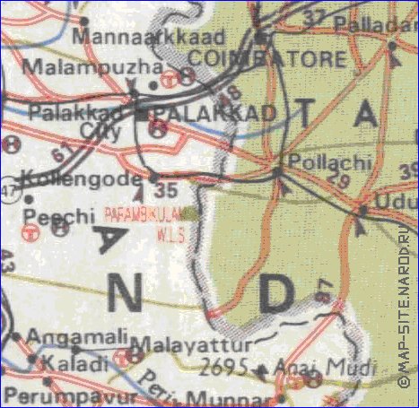 mapa de de estradas Kerala