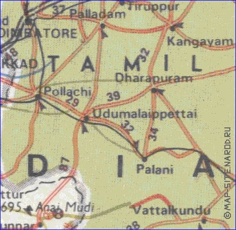 mapa de de estradas Kerala