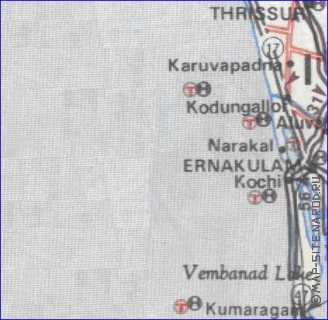 mapa de de estradas Kerala