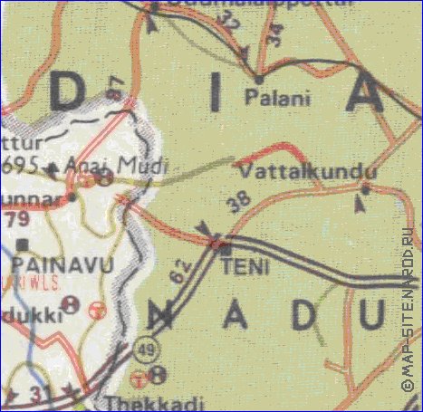 mapa de de estradas Kerala